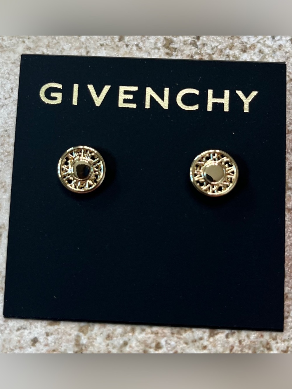 Givenchy Gold Round Coin Button Stud Earrings